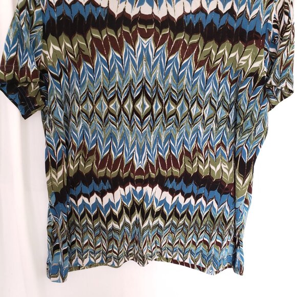 Jaclyn Smith Multicolor Stripie Short Sleeve Stretchy Scoop Neck Blouse Size XL - Picture 12 of 12